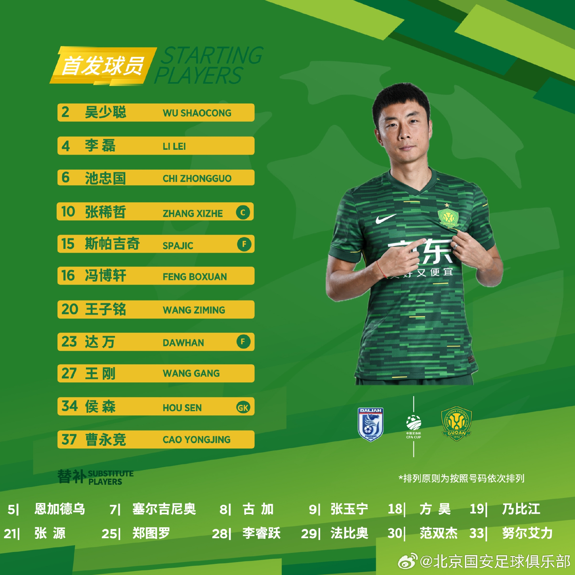 ?? 北京國(guó)安今日首發(fā)！ 重視每一場(chǎng)比賽 ?? 國(guó)安，必勝！