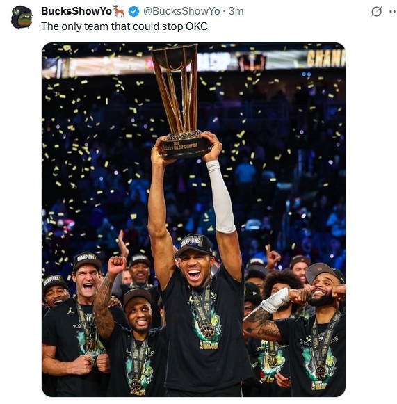 NBA杯冠軍??雄鹿自媒體：我們是唯一能阻止雷霆奪冠的球隊(duì)