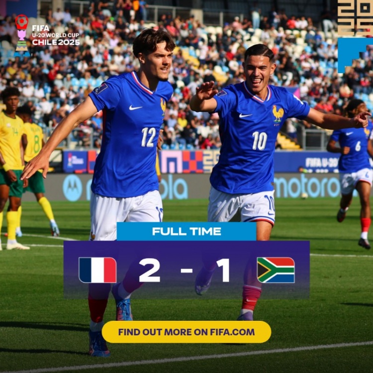 世青賽：法國(guó)U20以2-1勝南非U20取開門紅，貝爾蒙特、米沙爾破門